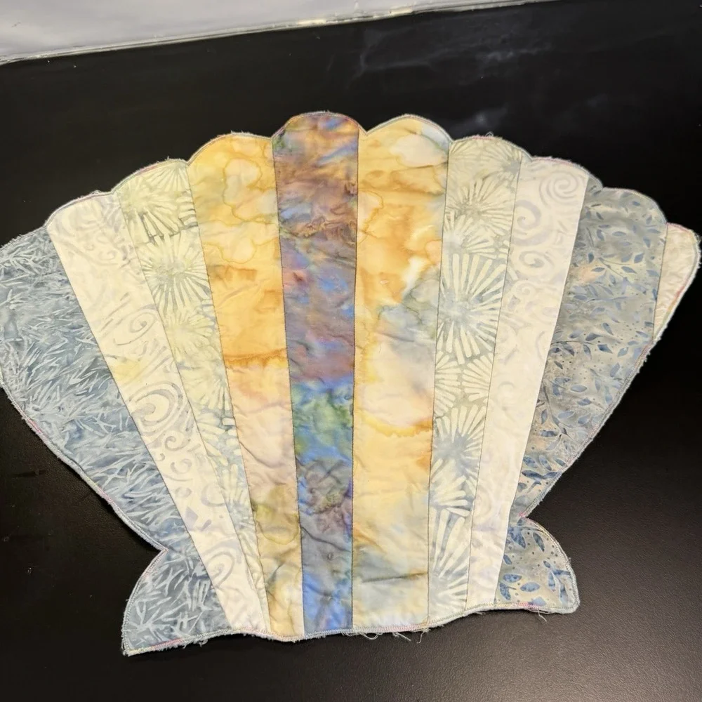 Sea Shell Handmade Quilted Reversible Placemats or topper Multi Colored Set of 8